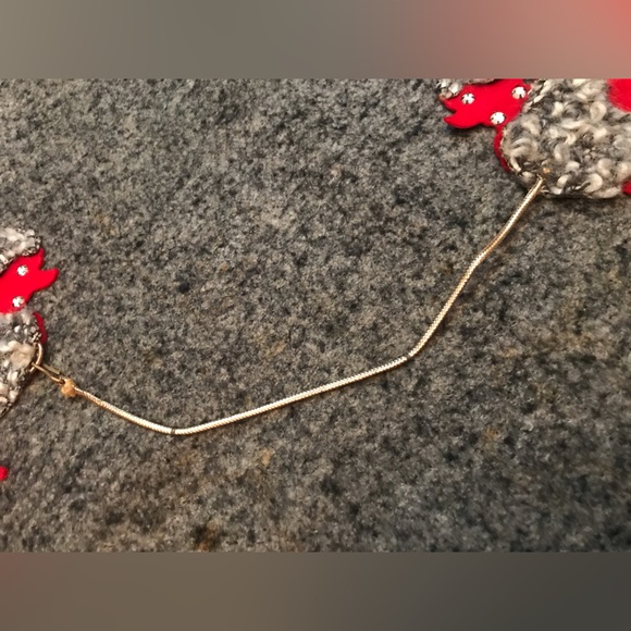 Vintage 1950s Poodle Skirt Gray & Red Felt Wool Rhinestones Chain 24 Waist AS IS - Picture 6 of 9